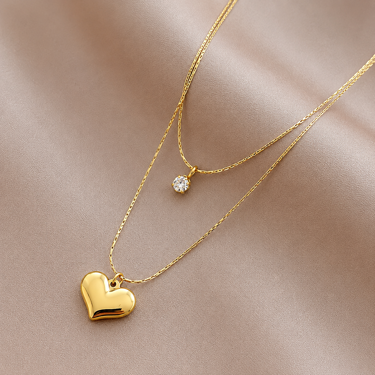 P-785 Anti Tarnish Necklace (Double Layer)